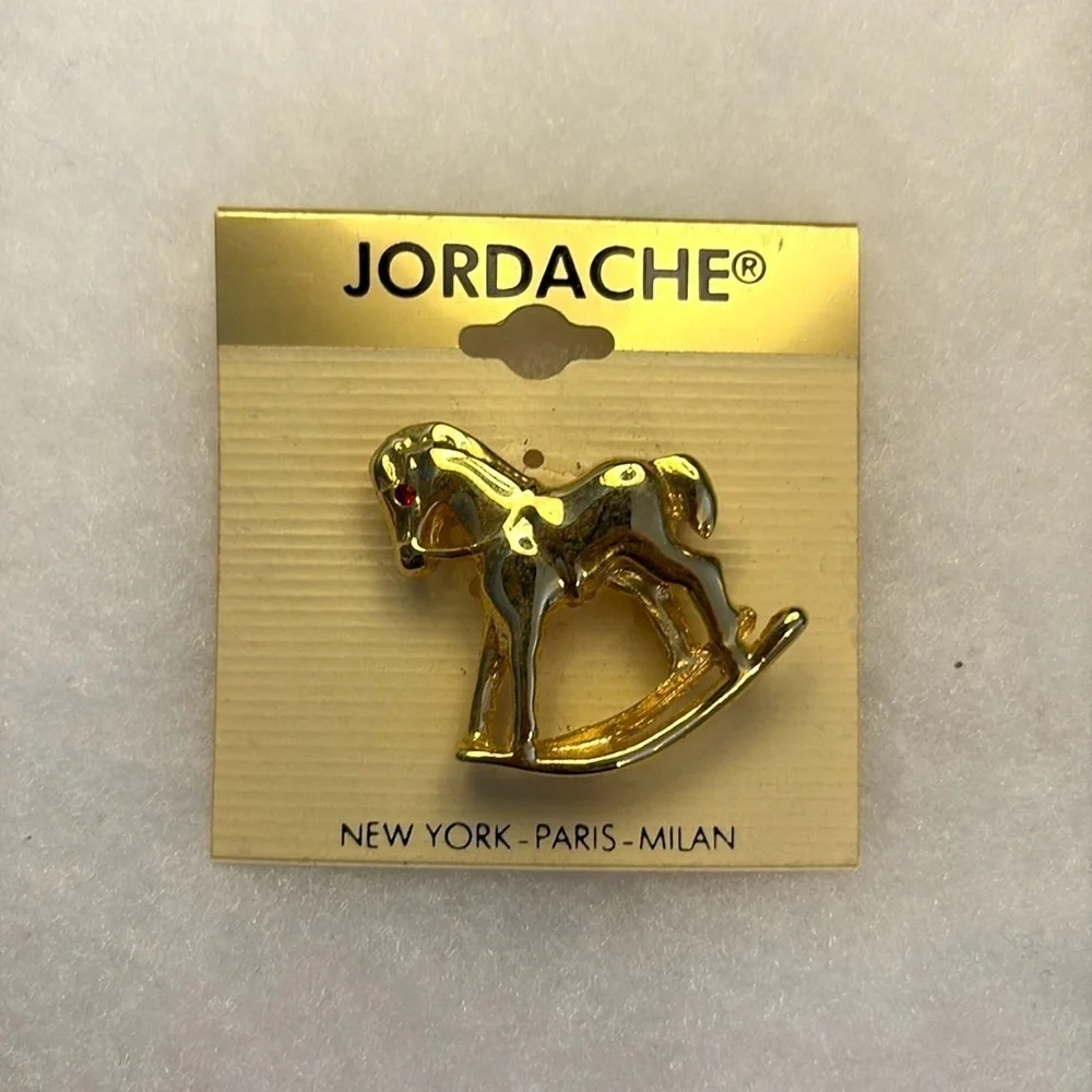 Jordache Gold Tone Rocking Horse Brooch